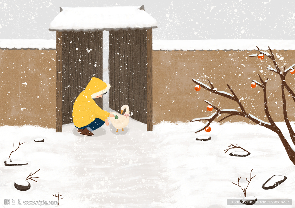 冬季下雪插画