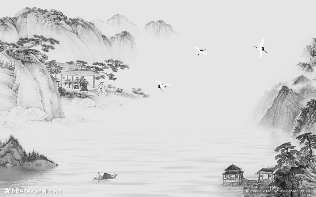 高雅灰色新山水 tif分层图