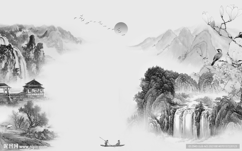 新款灰色新山水 tif分层图