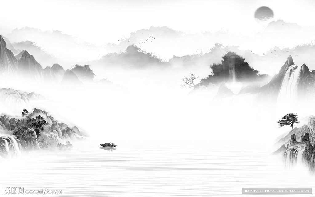 大气灰色新山水 tif分层图