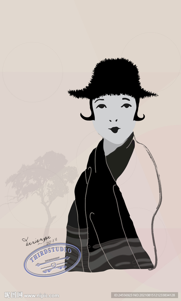 北美轻奢装饰画摩登女郎