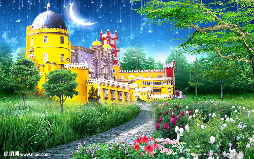 城堡唯美仙境风景画