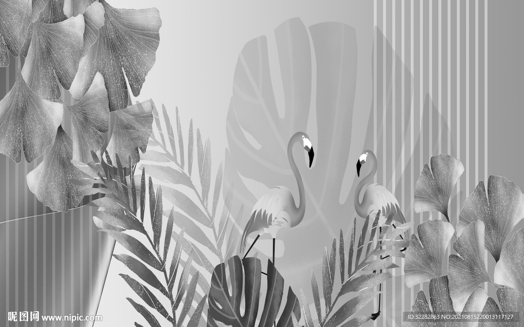 火烈鸟高清背景墙 TIF分层