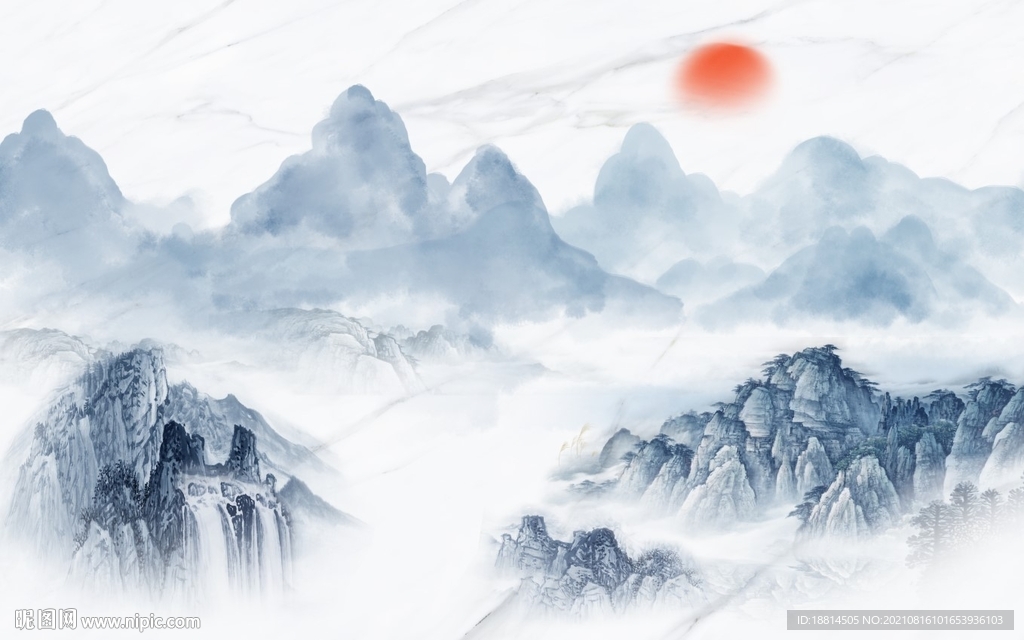 新中式山水背景墙