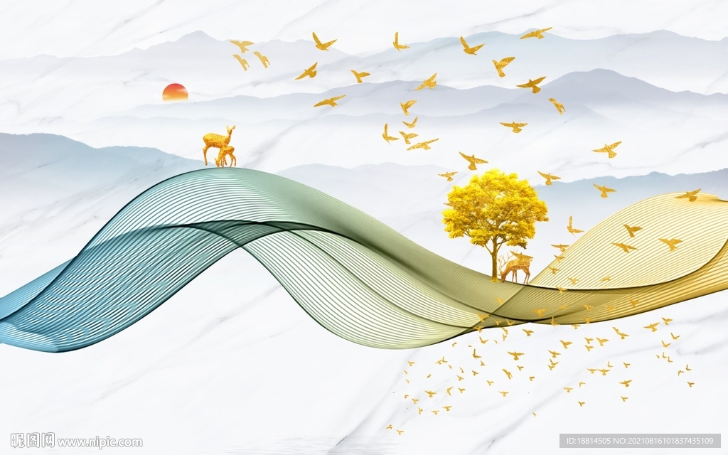 简约新中式背景墙