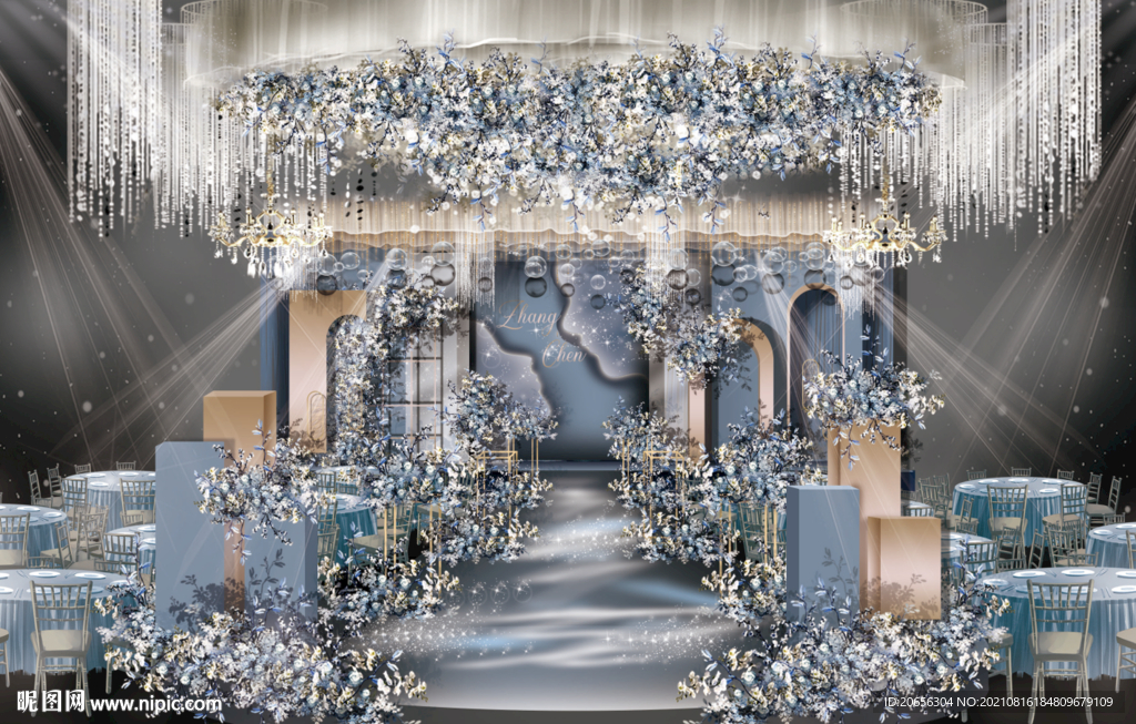 婚庆雾霾蓝灰效果图