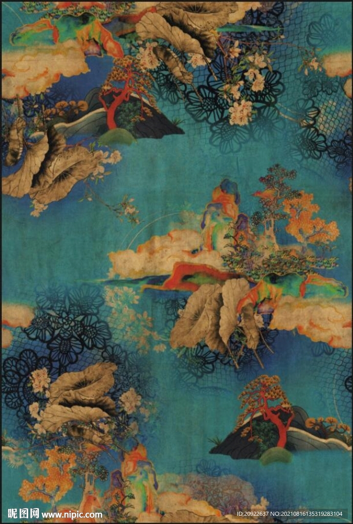 莲花山水画