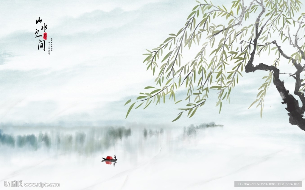 新中式山水背景墙