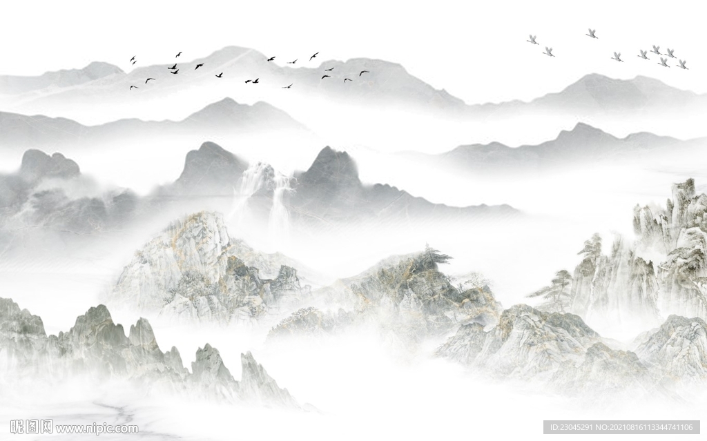 新中式山水背景墙