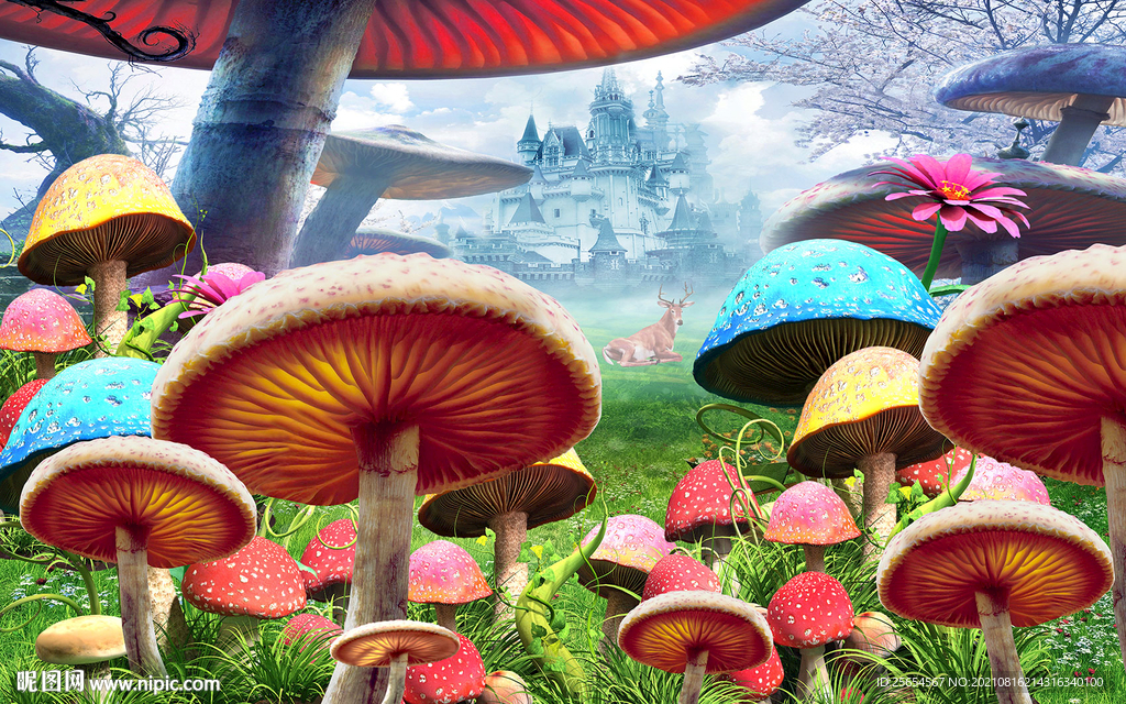 童话世界蘑菇背景墙