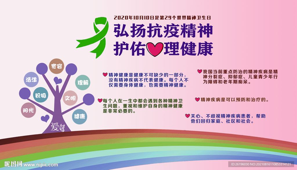 心理健康宣传栏 精神卫生日