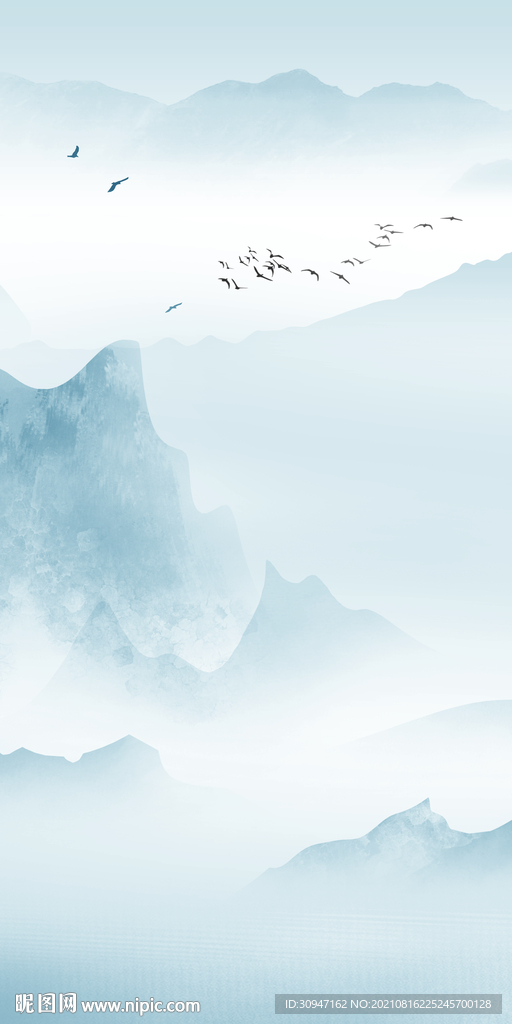 中式新玄关山水 TIF分层画