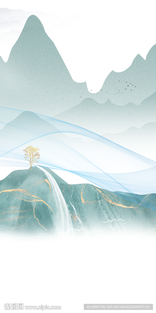 简约玄关画山水 文件分层  
