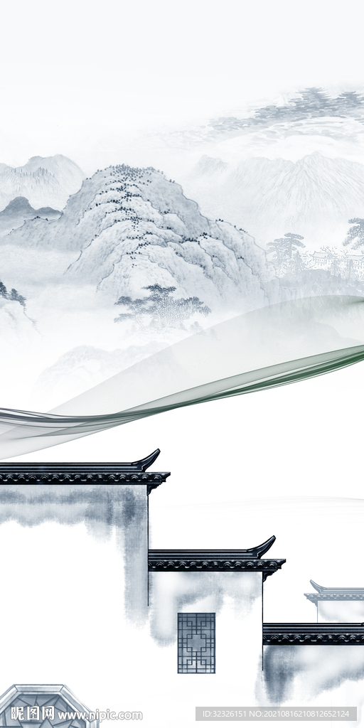徽派新玄关山水 tif分层图