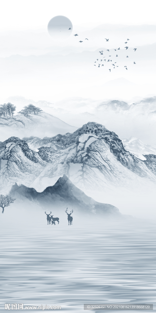 高端新玄关山水 tif分层图