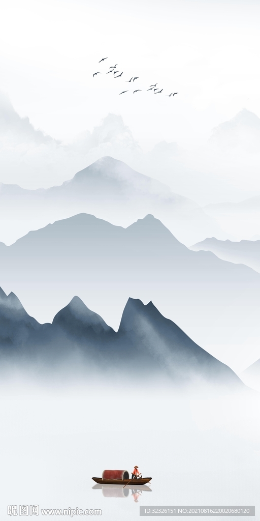 高清 玄关画山水 tif分层图