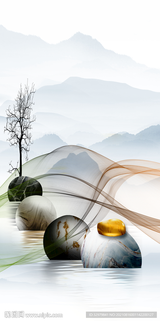 高档 玄关山水新画 TIF分层