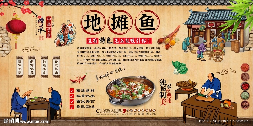 地摊鱼背景墙