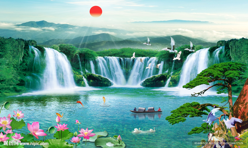 巨幅山水画背景墙