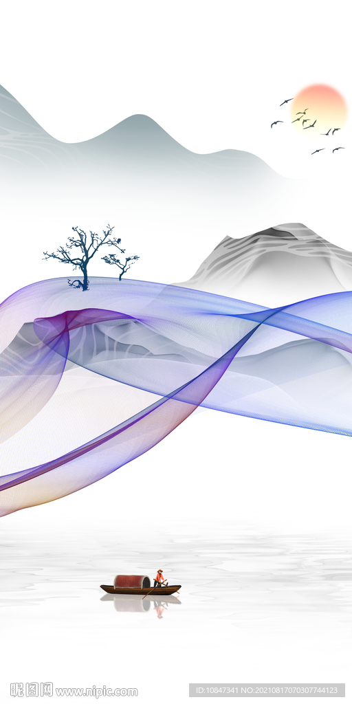 新中式高端玄关画 TIF分层图