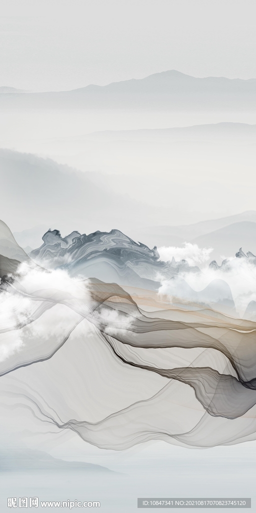 中式山水玄关画 TIF分层图