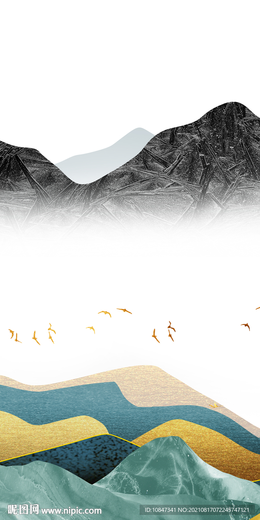最新玄关画山水 TIF分层图
