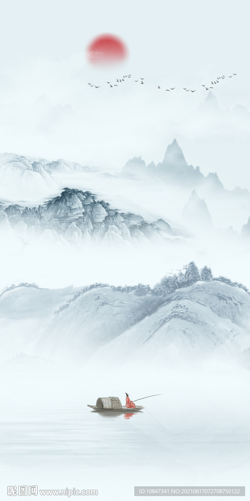 高级玄关画山水 TIF分层图