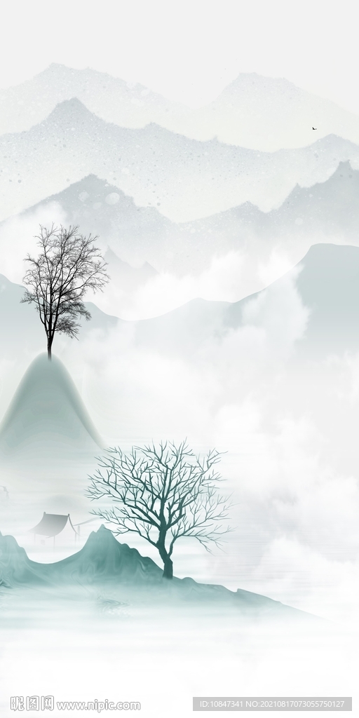 高端玄关画山水 TIF分层图