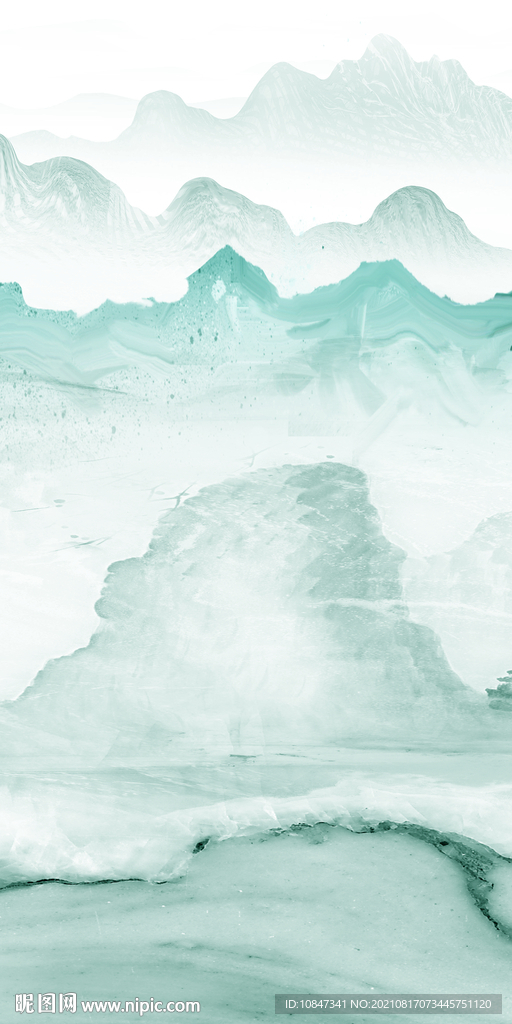 中国风玄关山水图 TIF分层画