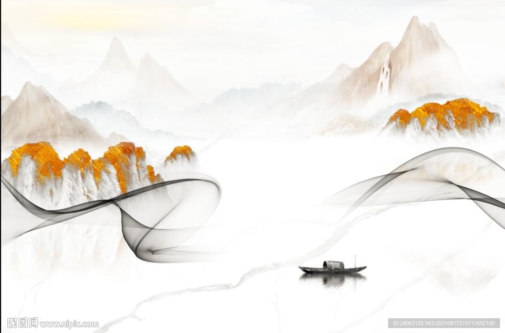 曲线山水背景墙