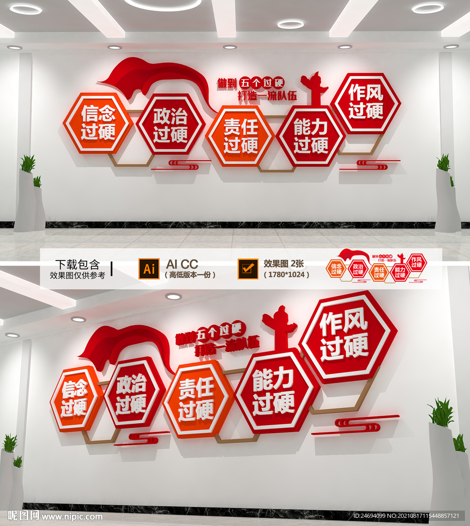 五个过硬文化墙