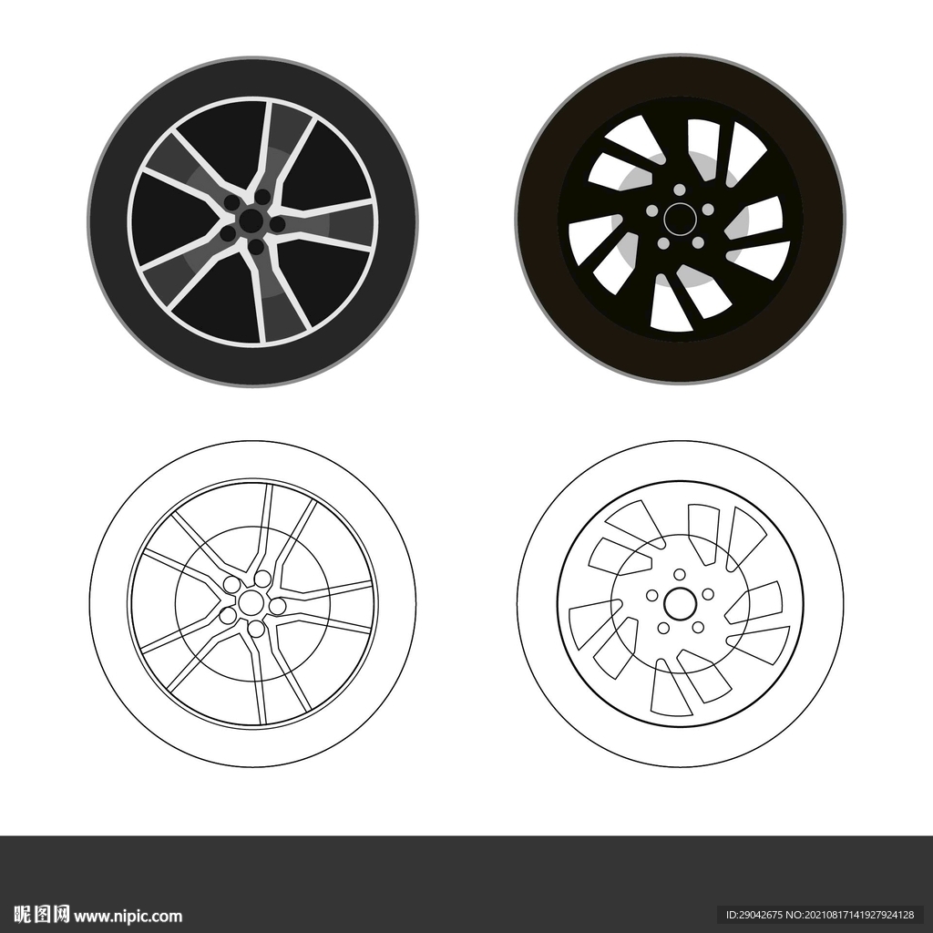 矢量汽车轮毂插画