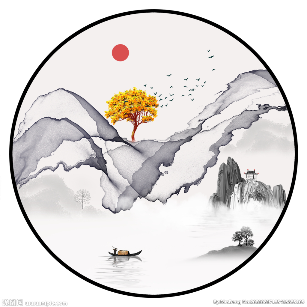 轻奢水墨山水装饰画