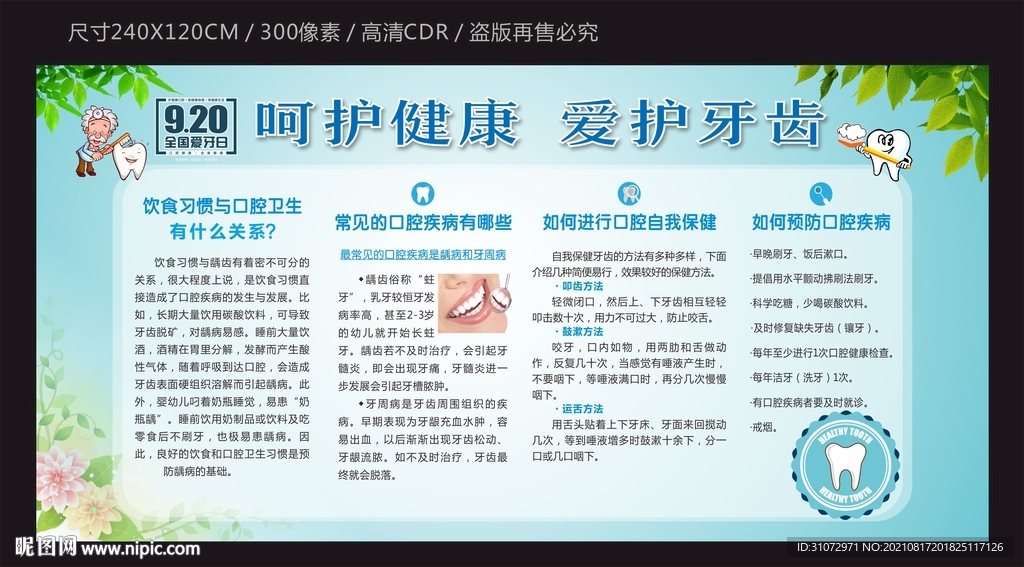 呵护健康 爱护牙齿宣传栏