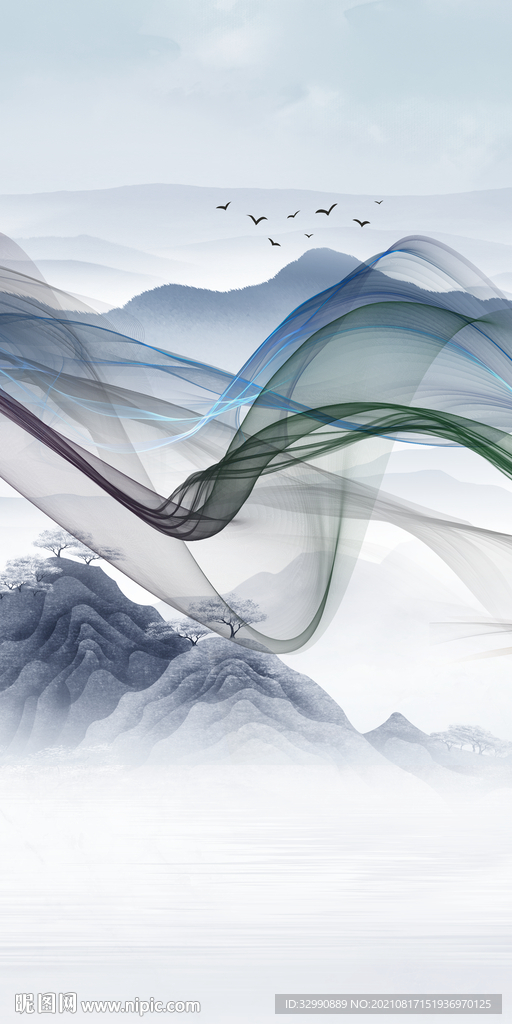 高清高档玄关山水 TIF分层