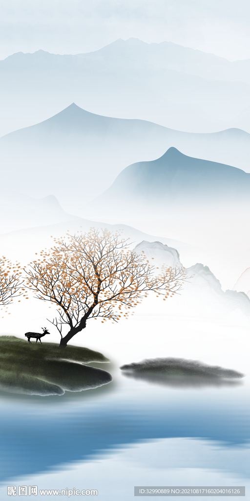 极简玄关画山水 TIF分层图
