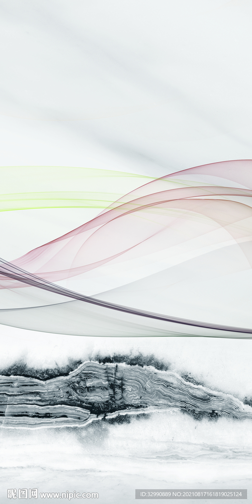 最新 玄关山水 TIF 分层画