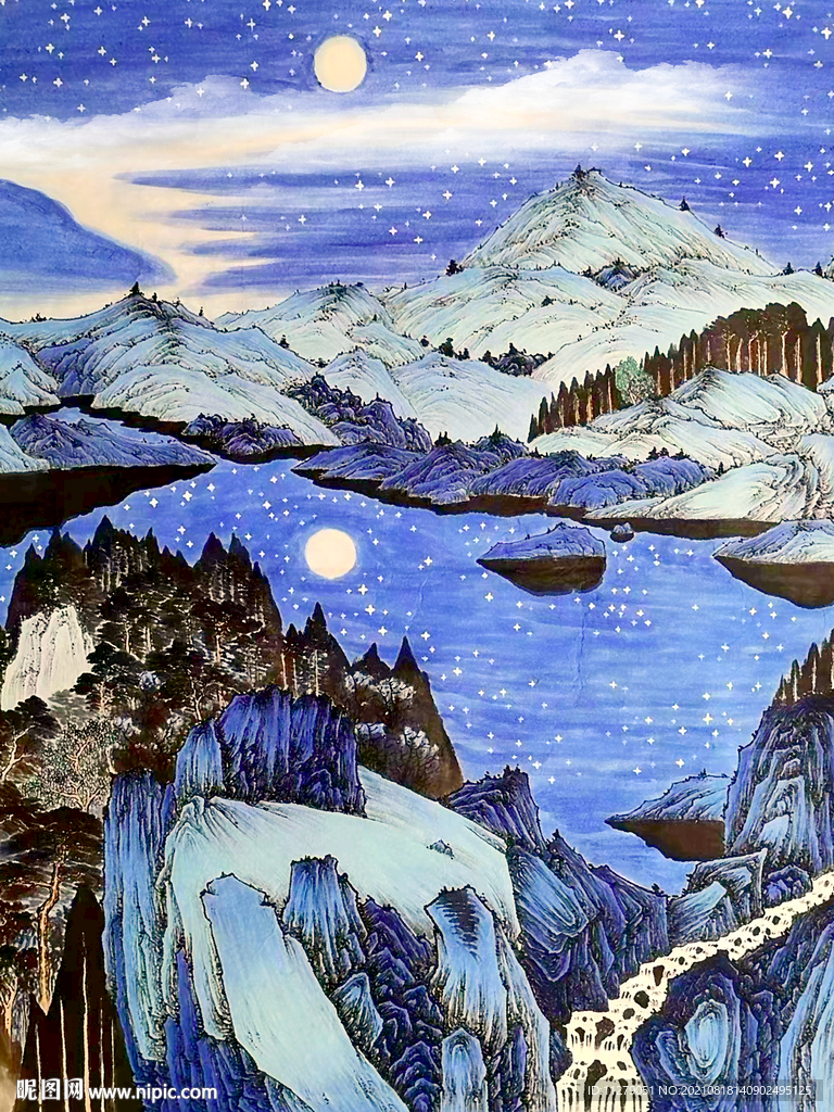 山水画水墨画复古画