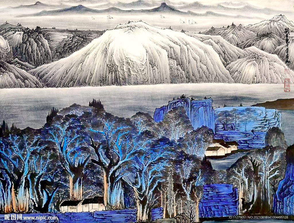 山水画复古画水墨画