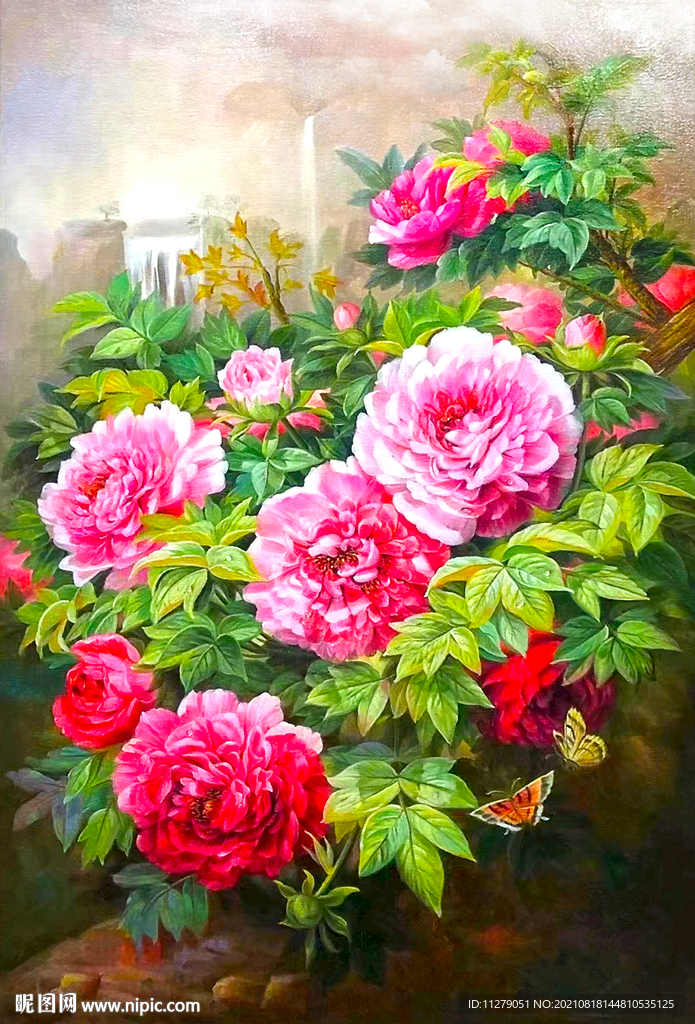 牡丹油画装饰画