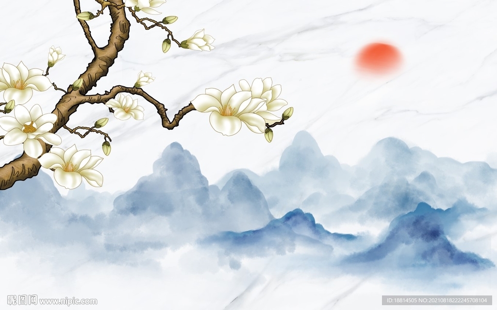 新中式山水背景墙