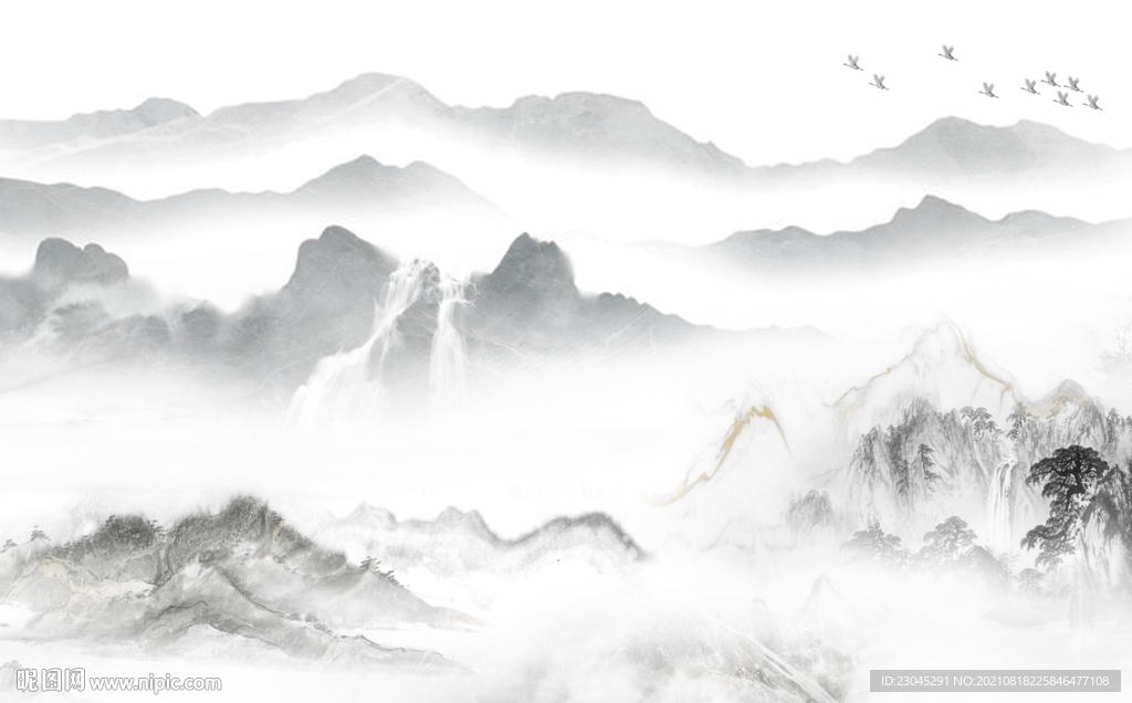 新中式山水背景墙