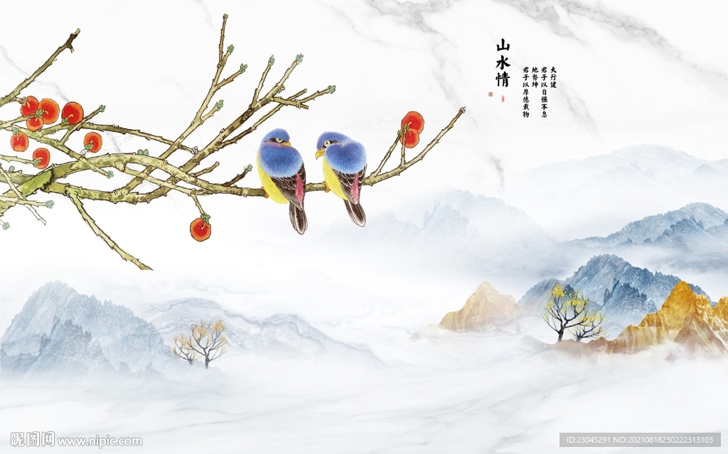 花鸟电视背景墙