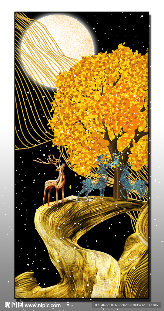 麋鹿线条玄关装饰