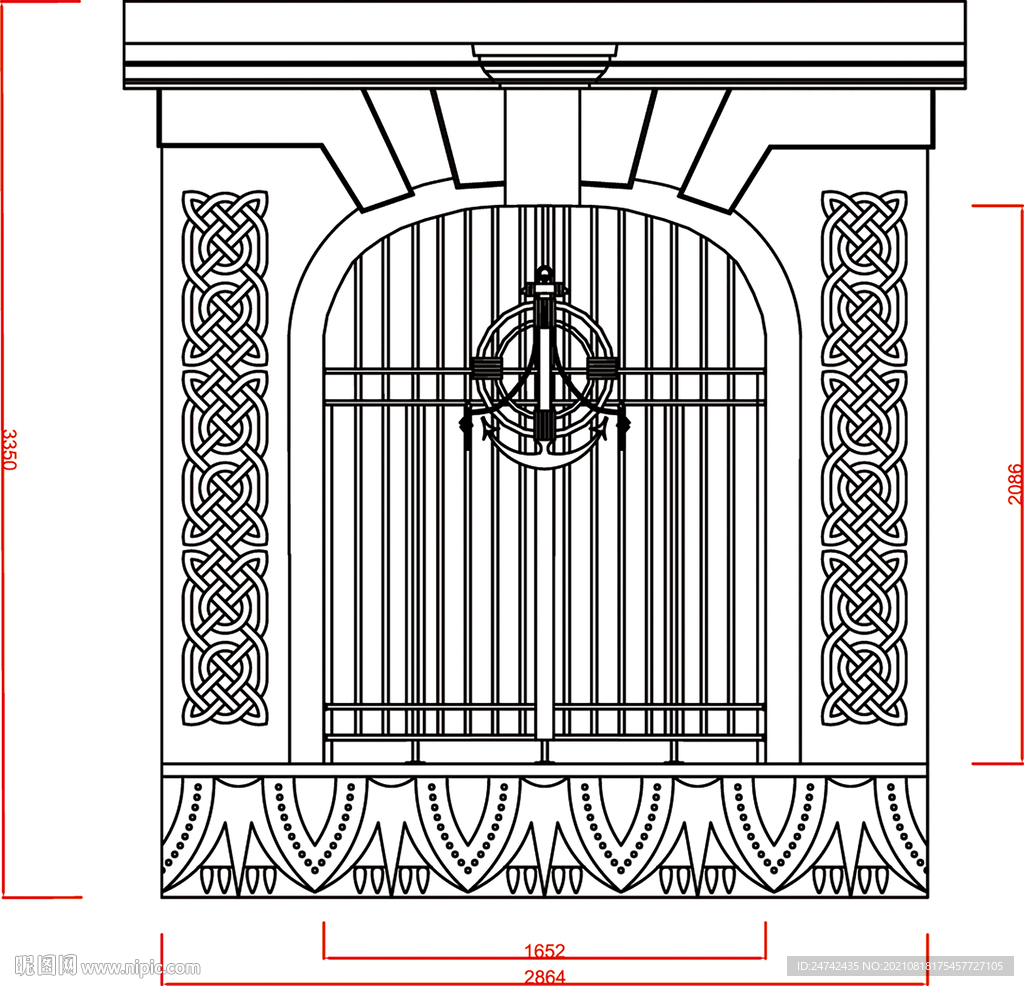 欧式拱形门窗路径描边