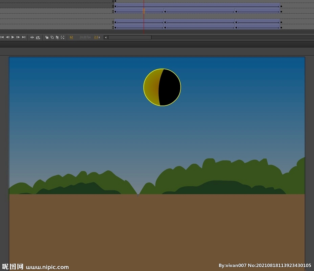 animate制作一个日食动画