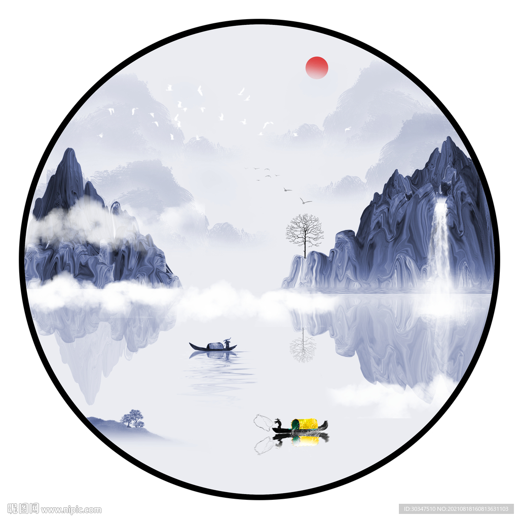 抽象山水水墨装饰画