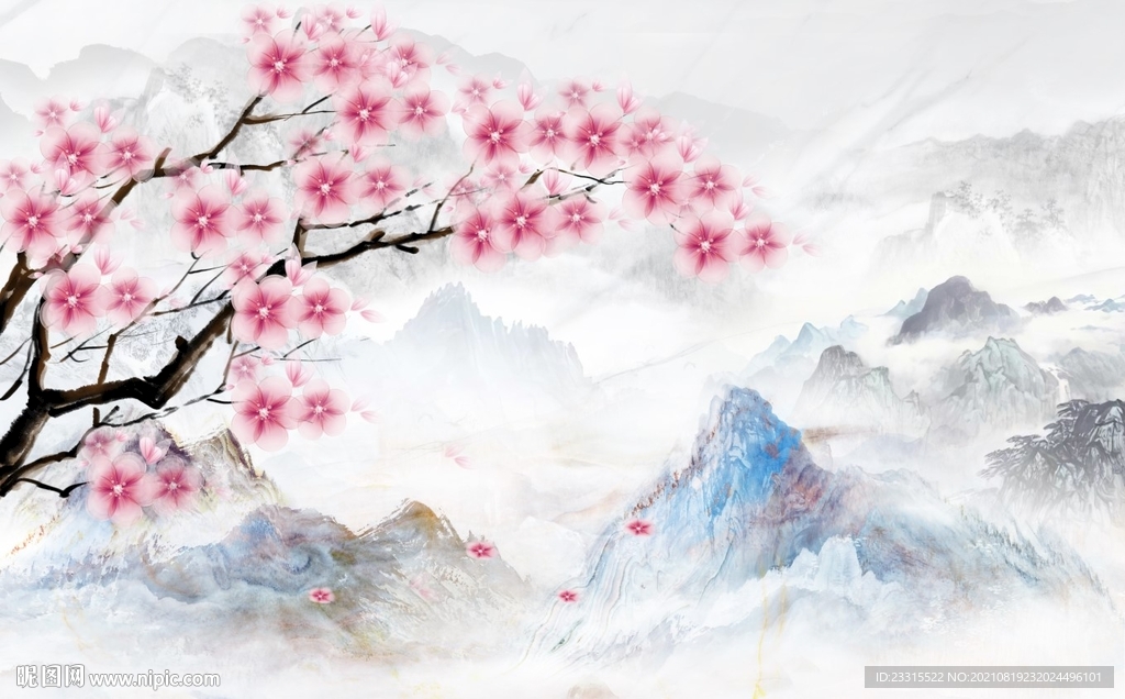 新中式山水背景墙
