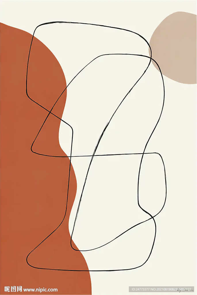 抽象色块线条装饰画