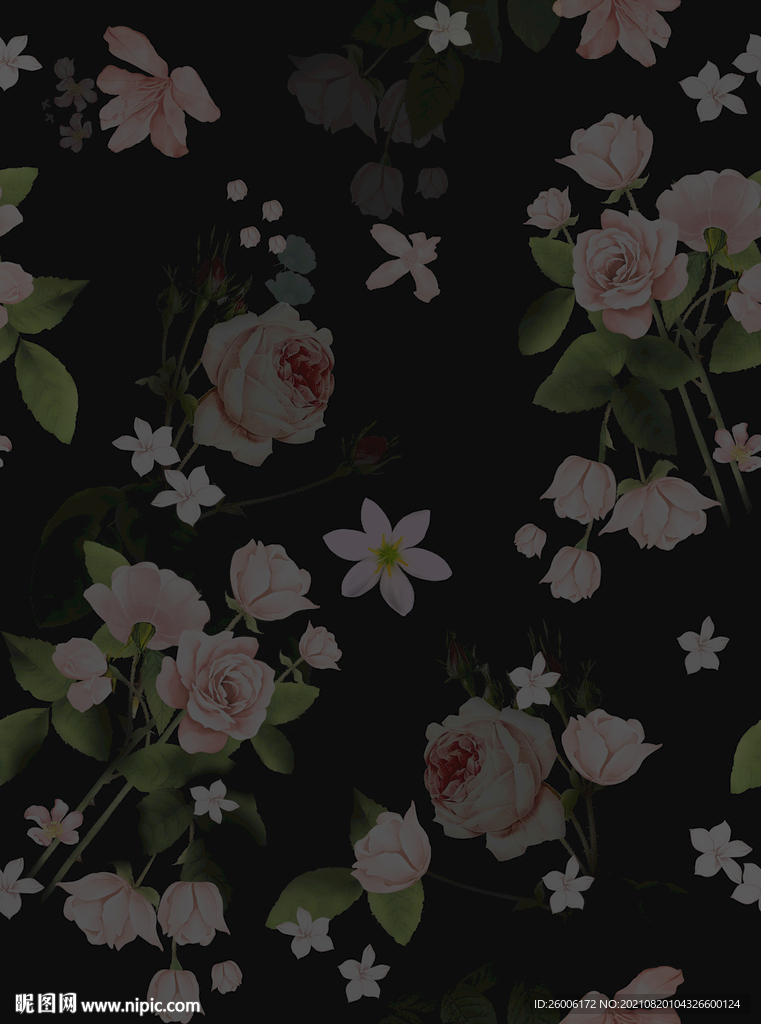 数码印花 大牌花 玫瑰花 